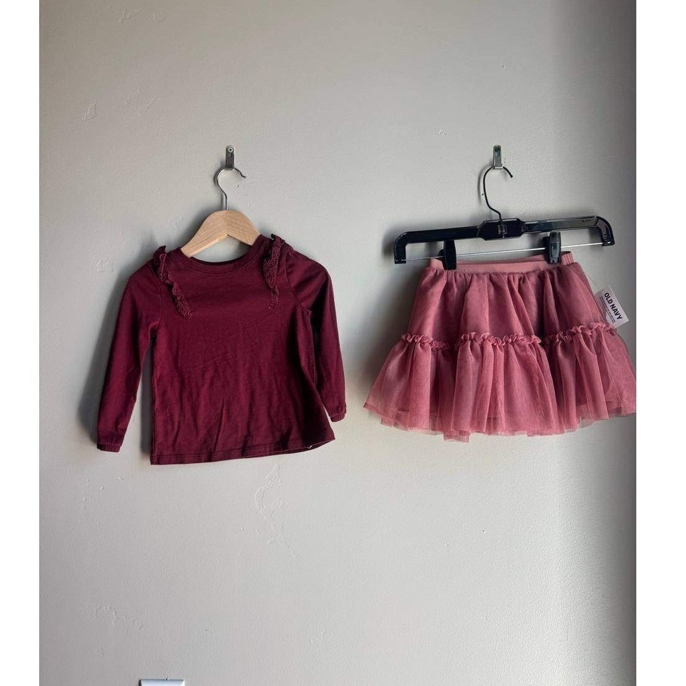 Old Navy Ruffle Top Tulle Skirt Outfit Bundle 2T Clean Girl Balletcore Soft Girl